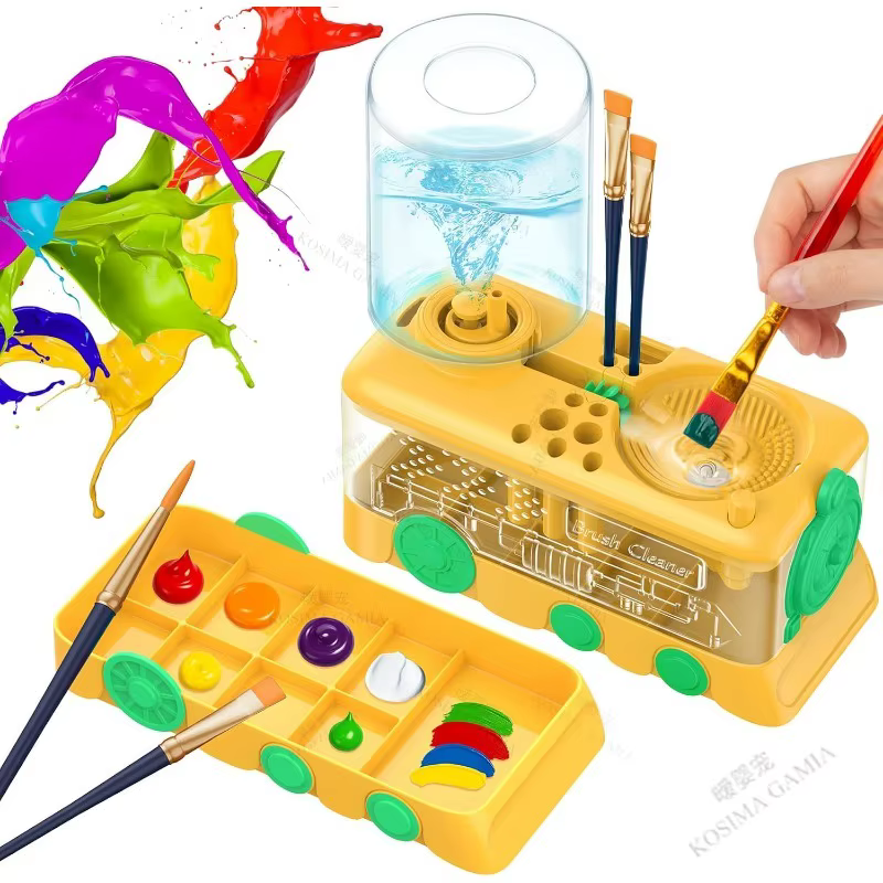 Nettoyeur de pinceaux à peinture, brosse à Circulation d'eau, avec plateau, porte-brosse pour huile, aquarelle, peinture à base d'eau, Portable
