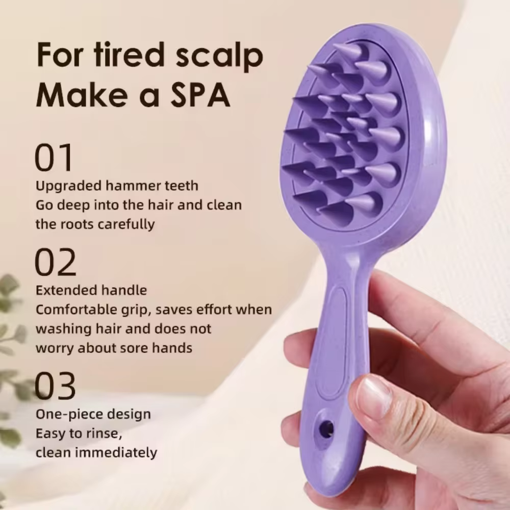 Brosse de massage du cuir chevelu 2-en-1 avec poils en silicone doux