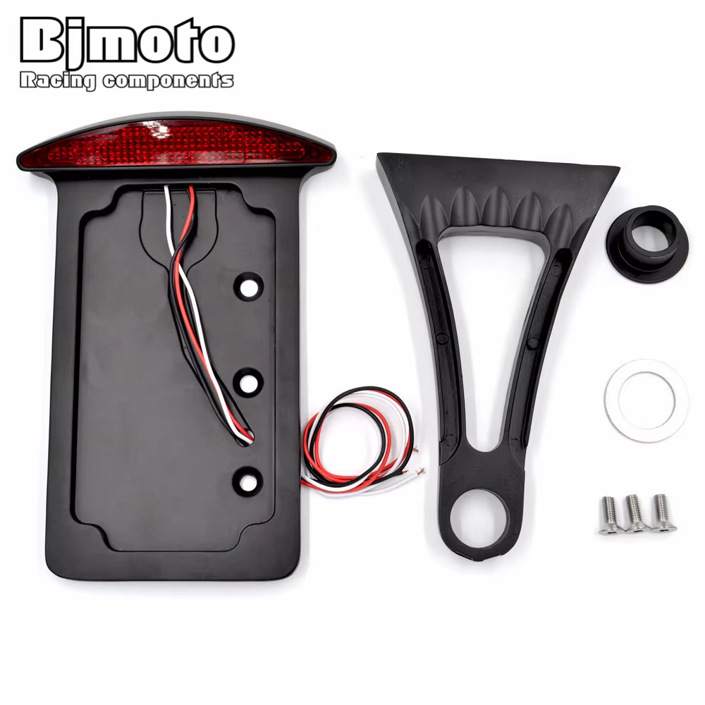 Support de plaque de planificateur de feu stop de frein de moto, support latéral avec feu arrière LED pour Harley Sportsters Bobber Chopper Iron