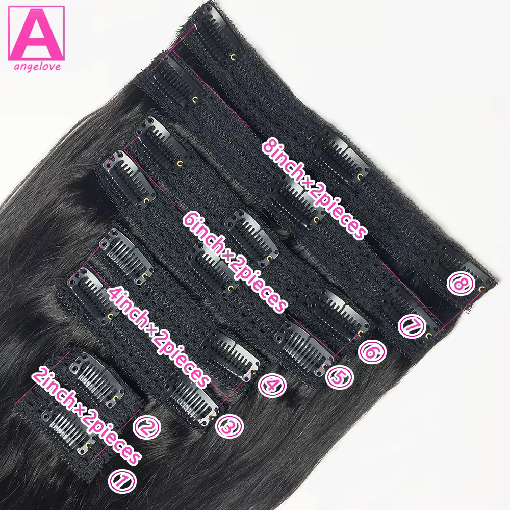 Extensions de cheveux brésiliens Remy à clips