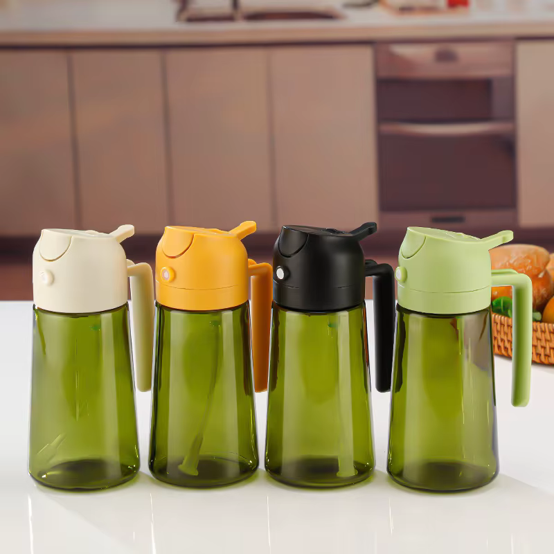 Bouteille d'injection d'huile, bouteille d'huile d'olive de cuisine de 16 onces, distributeur d'huile d'olive deux en un et pulvérisation d'huile, fournitures de cuisine