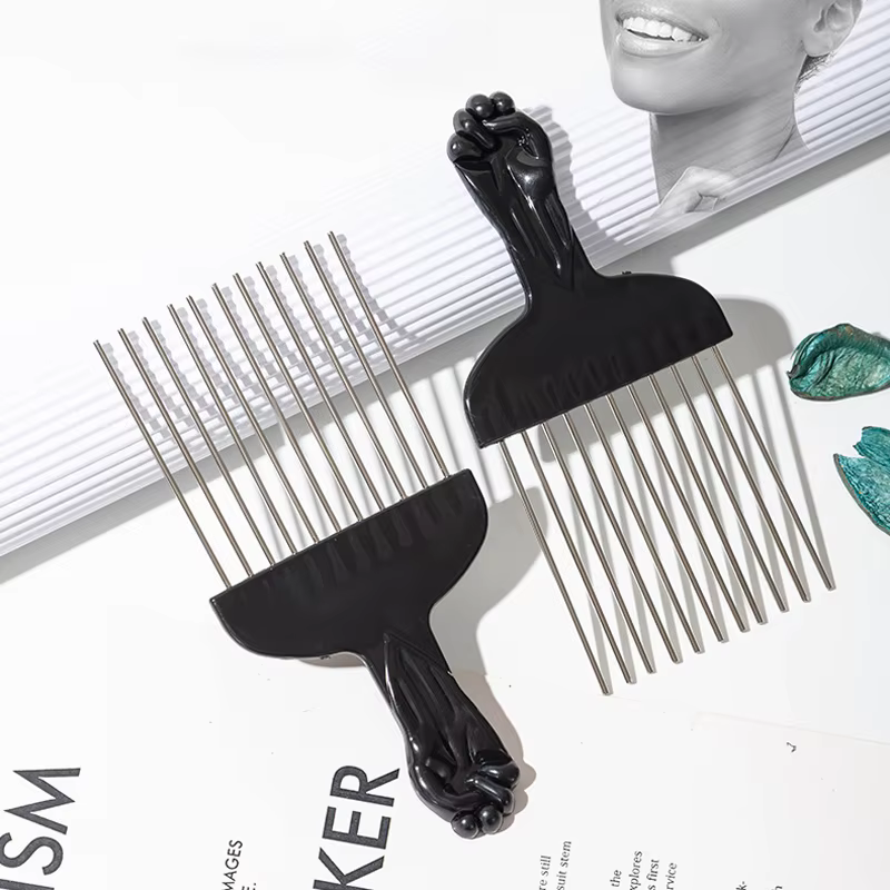 Peigne Afro afro-américain en métal noir pour Salon d'outils de coiffure