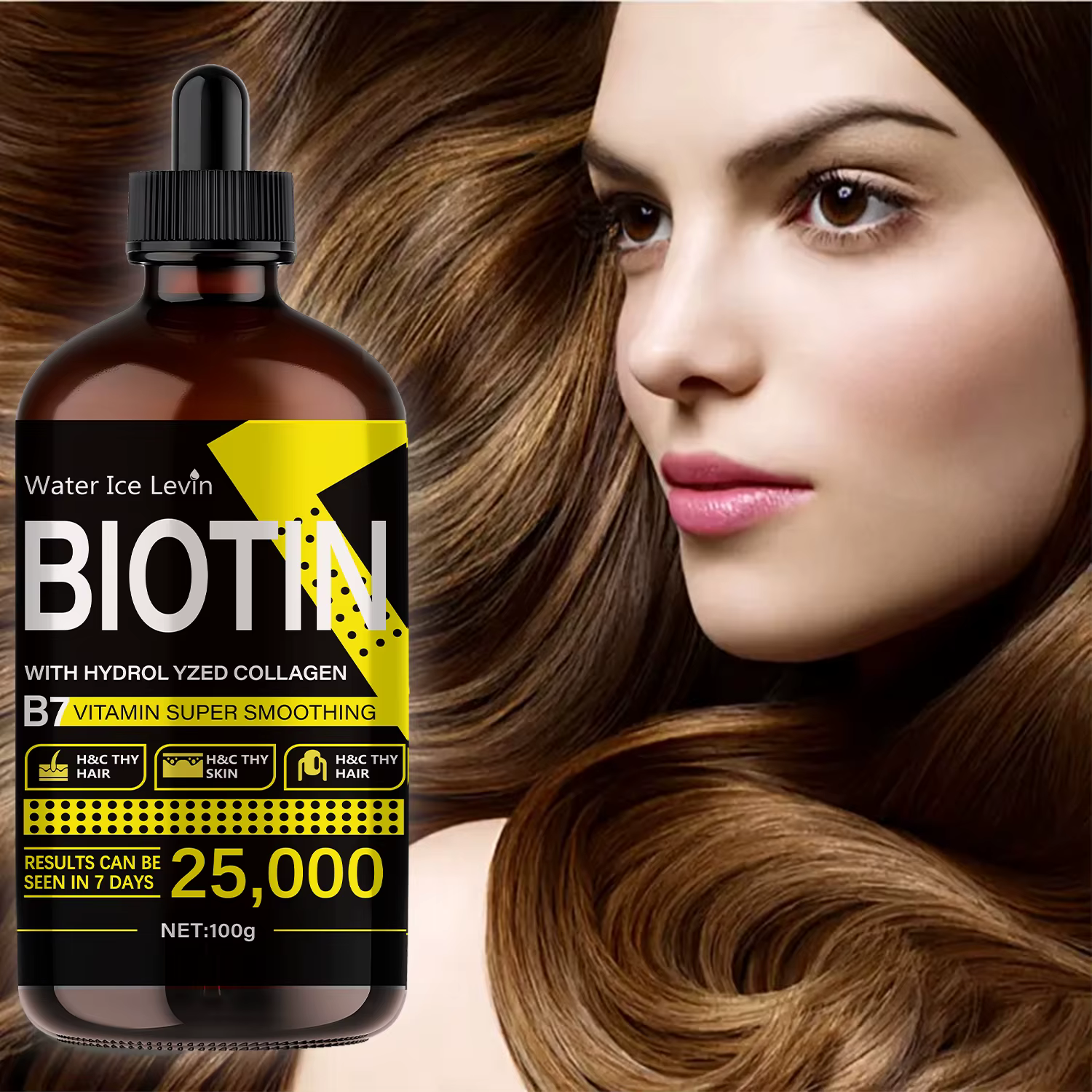 Huile capillaire à la biotine - Vitamines liquides pures pour les soins des cheveux