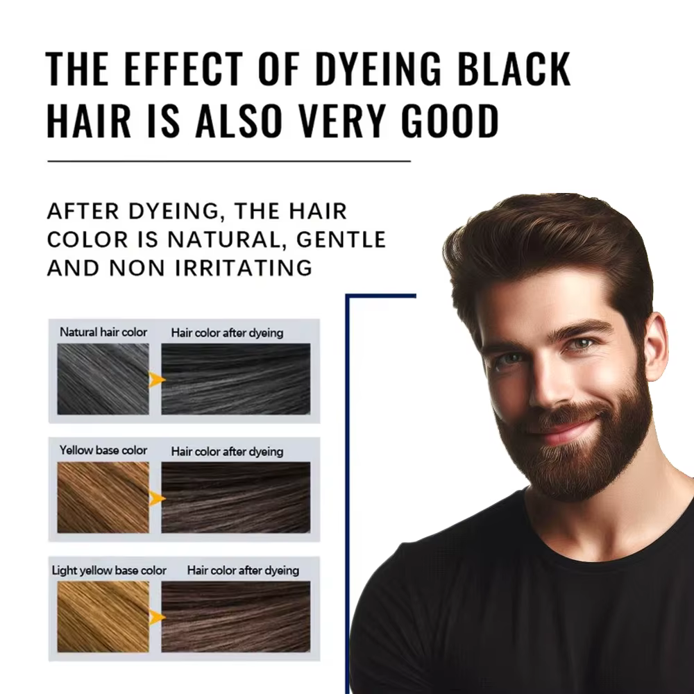 Shampoo colorant pour barbe naturel et permanent longue durée 200 ml pour hommes