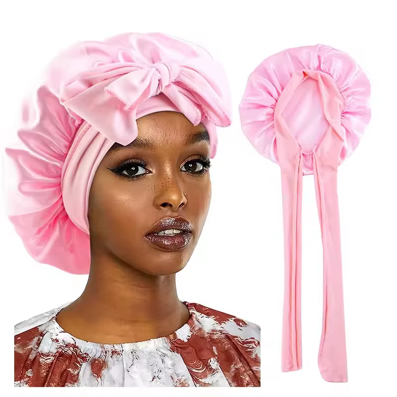 Chapeau De couchage femmes Satin solide nuit Bonnet De sommeil soins capillaires