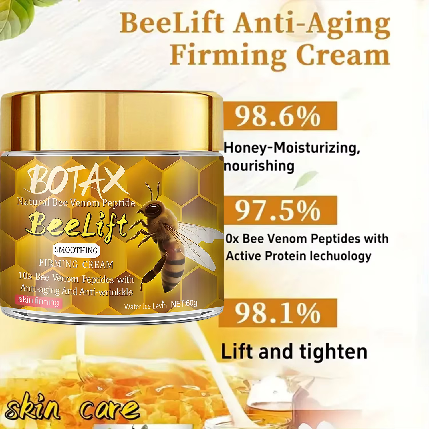Botax Natural Beelift Crème pour le visage au peptide de venin d'abeille - 10x crème raffermissante anti-âge et lissante au rétinol
