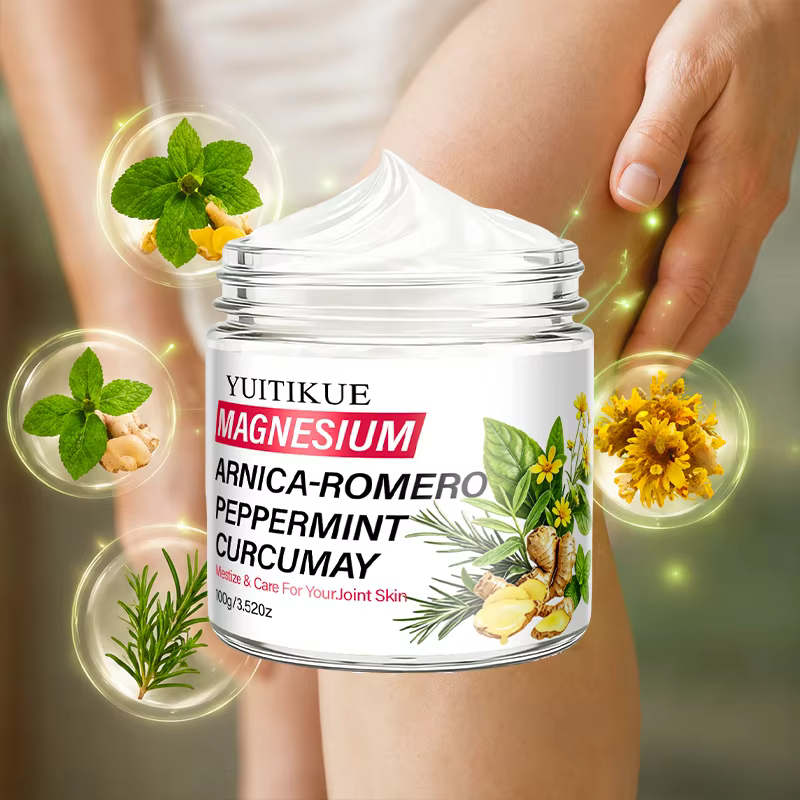 Crème pour la peau au magnésium et à l'arnica 100g, lotion nourrissante infusée au curcuma, au romarin et à la menthe poivrée pour les soins des articulations et des muscles