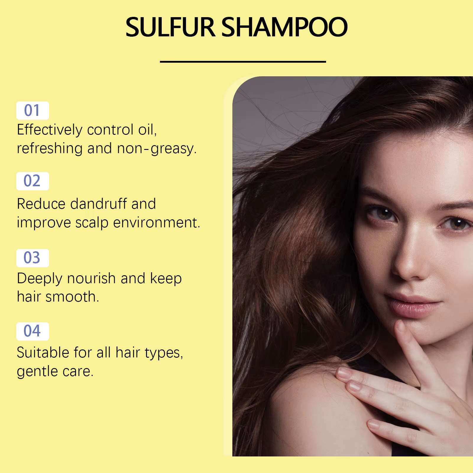 Shampoo au Soufre EELHOE Contrôle du Sébum Hydratant Nettoyage des Cheveux Prévention de la Chute