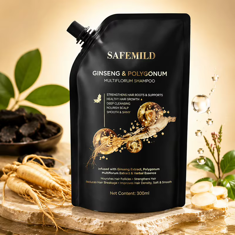 Shampooing pour la croissance des cheveux au ginseng et au polygonum multiflorum, nettoyage en profondeur, nourrissant, lissant, réparateur, soin des cheveux secs et abîmés