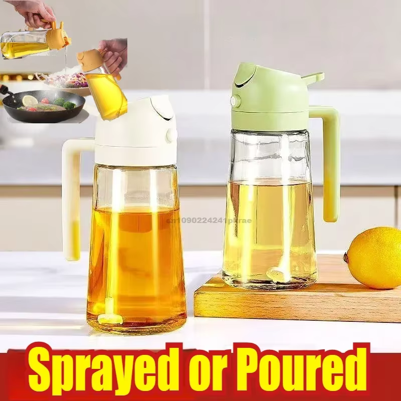 Distributeur d'huile de cuisine 2 en 1, Spray d'olive, grande bouteille d'huile résistante à la chaleur, Sauce soja, diverses bouteilles d'assaisonnement