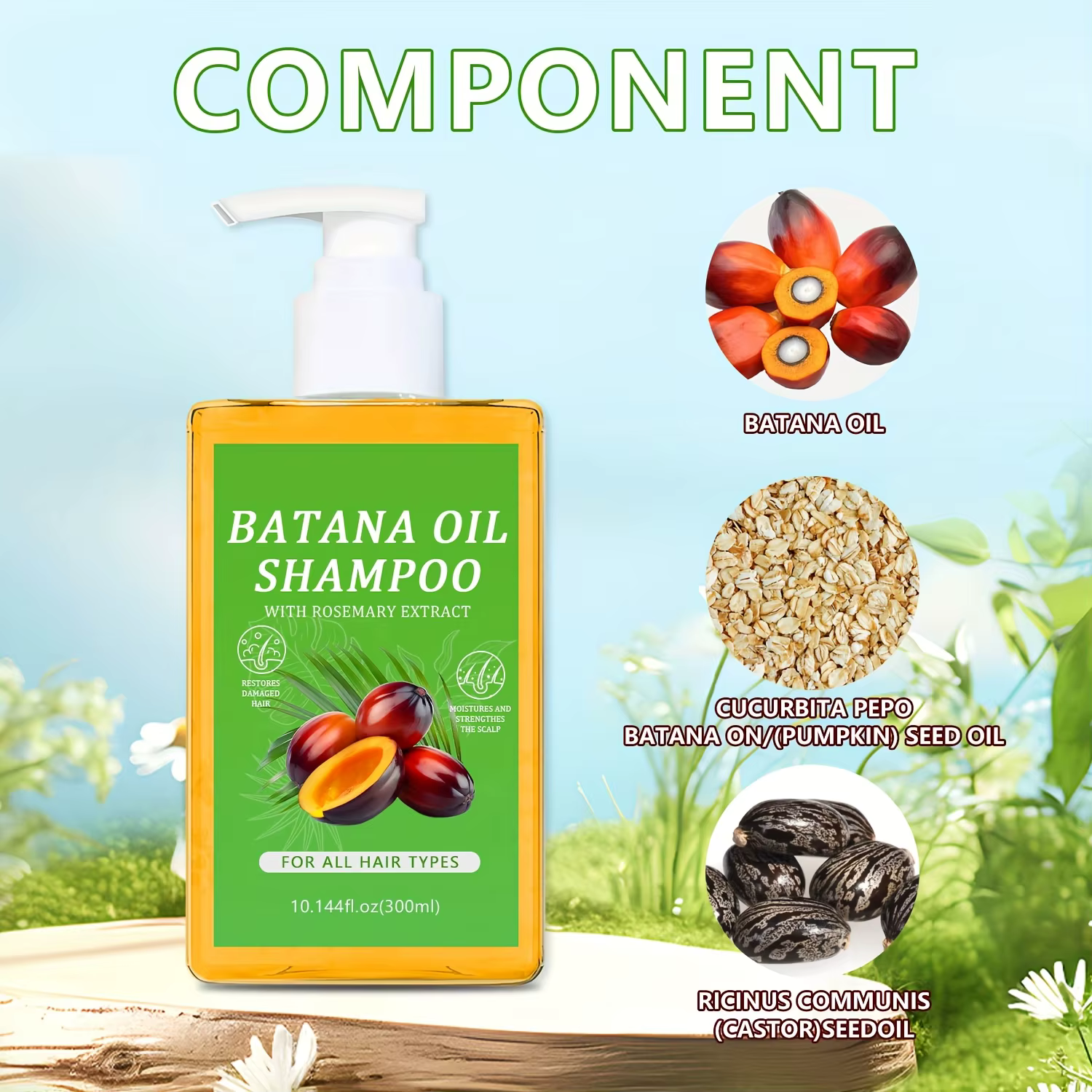Shampoo à l'huile de Batana biologique : apaisant pour le cuir chevelu