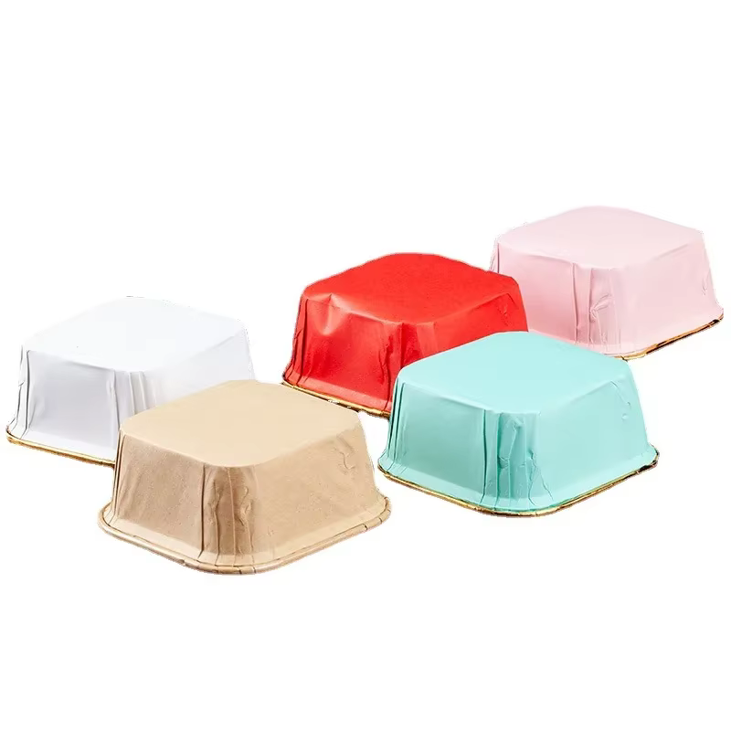 50 pièces 6.5x3.5cm carré Cupcake papier résistant à l'huile en mousseline de soie rouleau gâteau tasse cuisson Muffin haute température étui moule