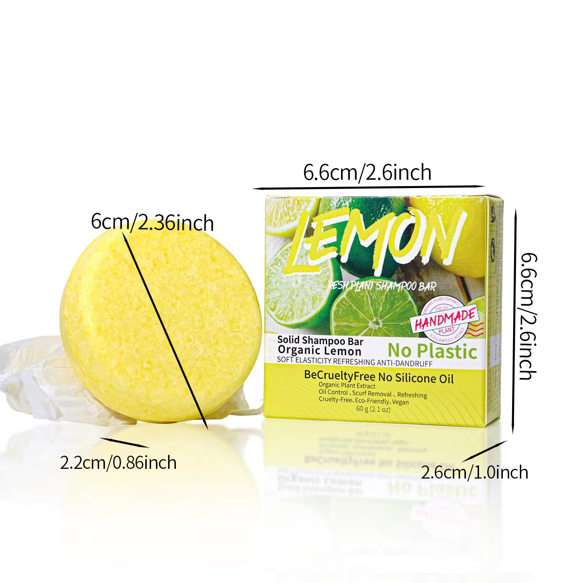 J + 60g Nature plante citron solide shampooing rafraîchissant contrôle de l'huile