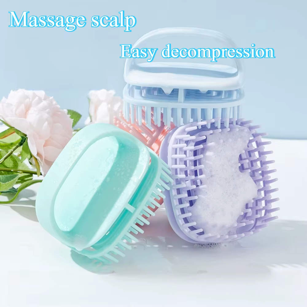 Brosse de massage du cuir chevelu carrée en silicone