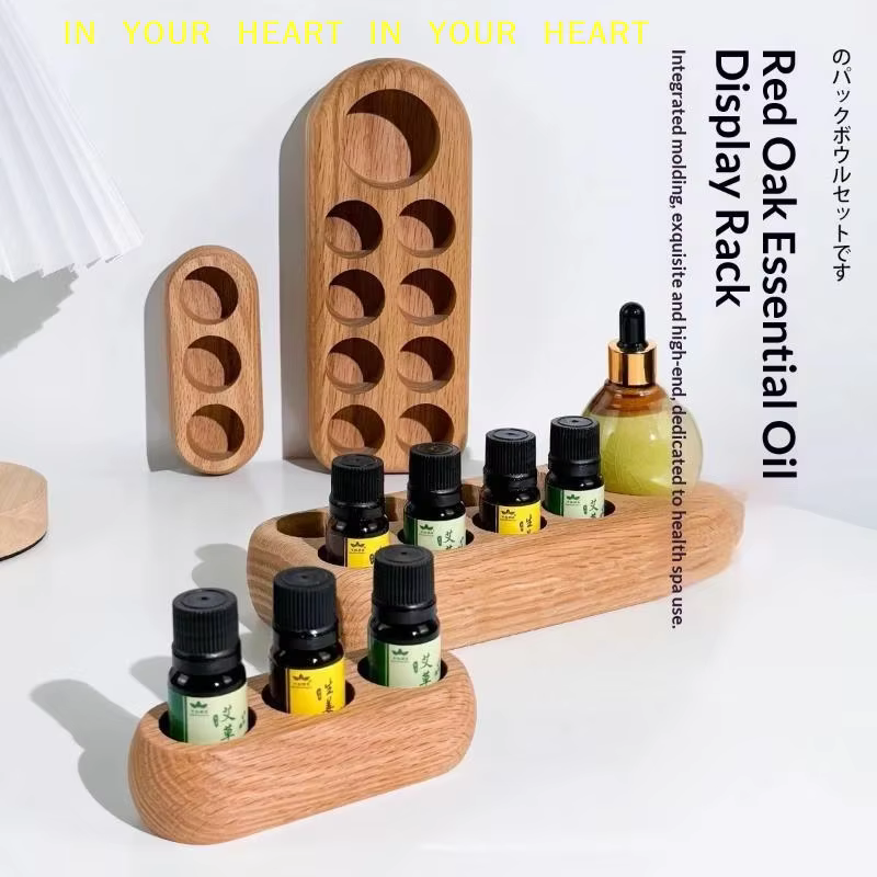 【X】Support de rangement et de présentation d'huiles essentielles en bois à 3/9 compartiments pour salons de beauté, boîtes de rangement d'huiles essentielles