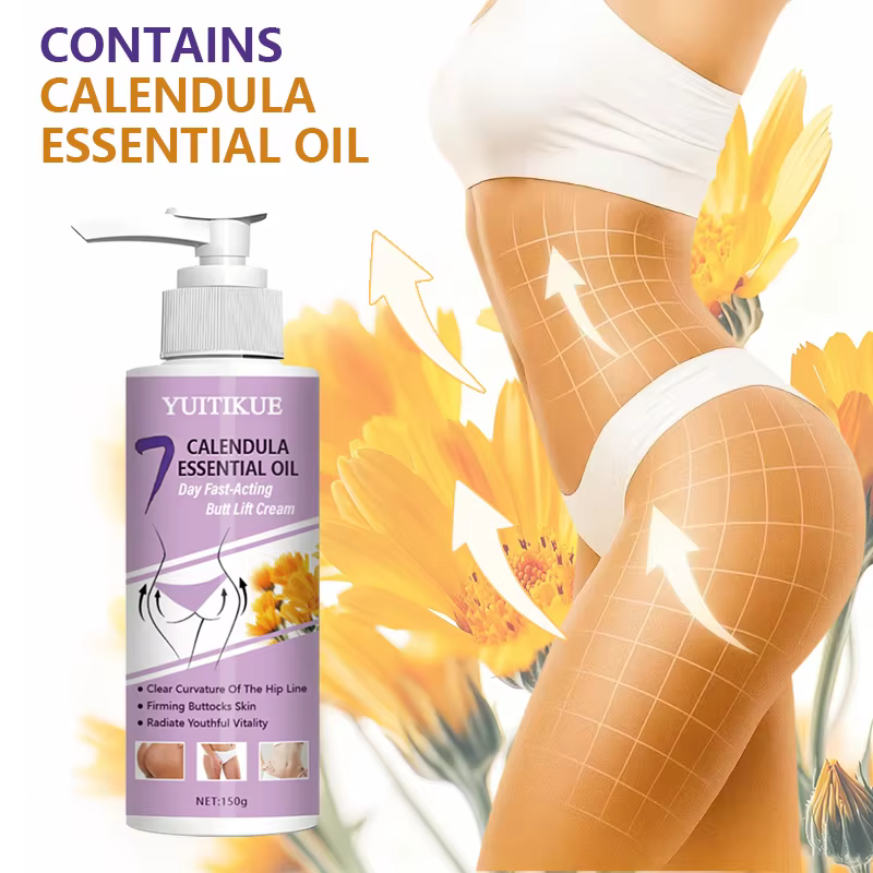 YUITIKUE Crème liftante pour fesses de 7 jours 150 g – Reafirmante à action rapide, avec 7 huiles de calendula, pour la sculpture des fesses, de l'abdomen et des cuisses