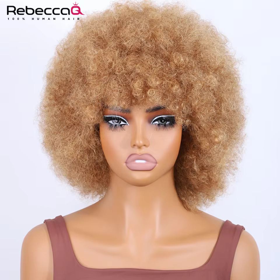 Perruques afro bouclées crépues blondes pour femmes noires
