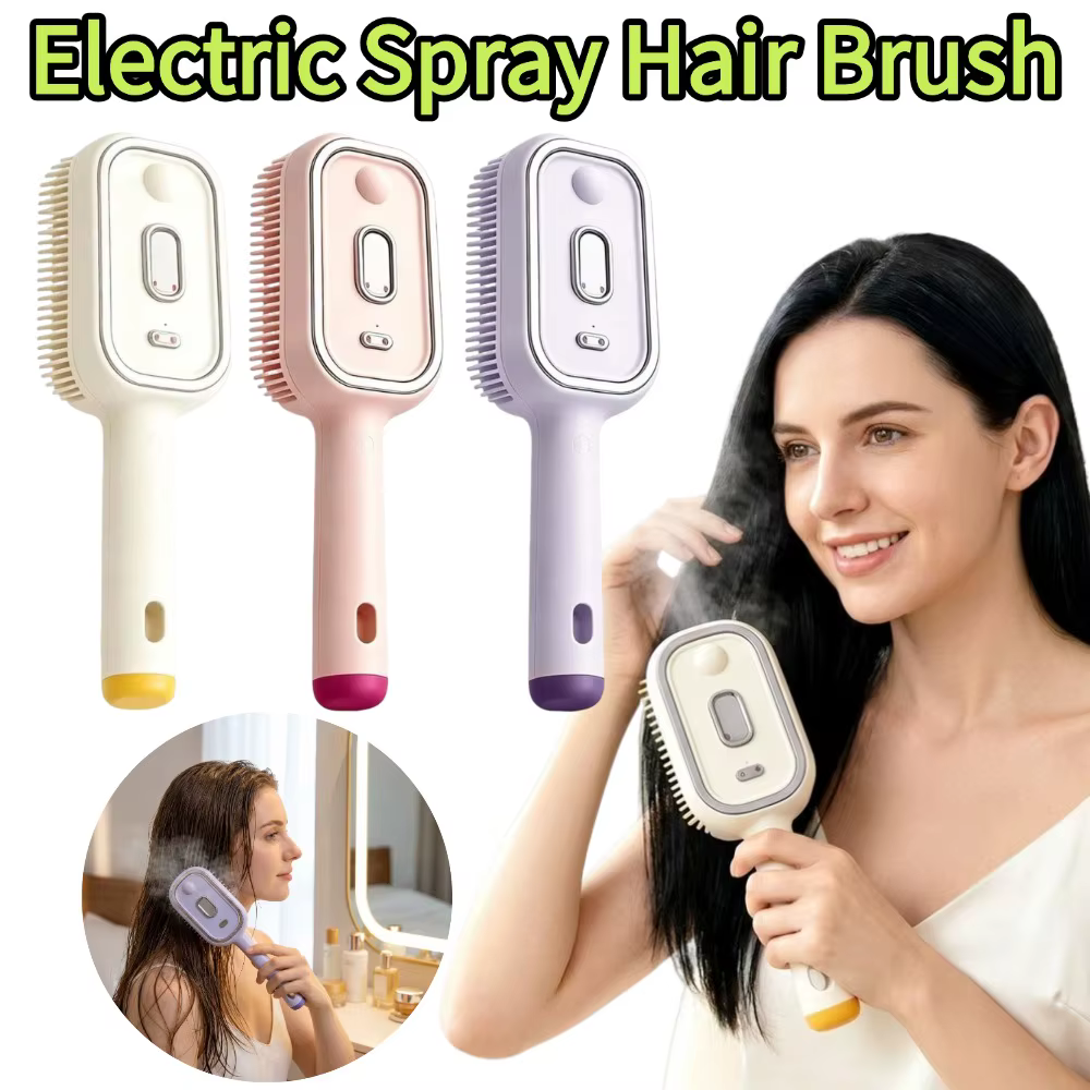 Brosse démêlante électrique 2-en-1 avec pulvérisation d'eau