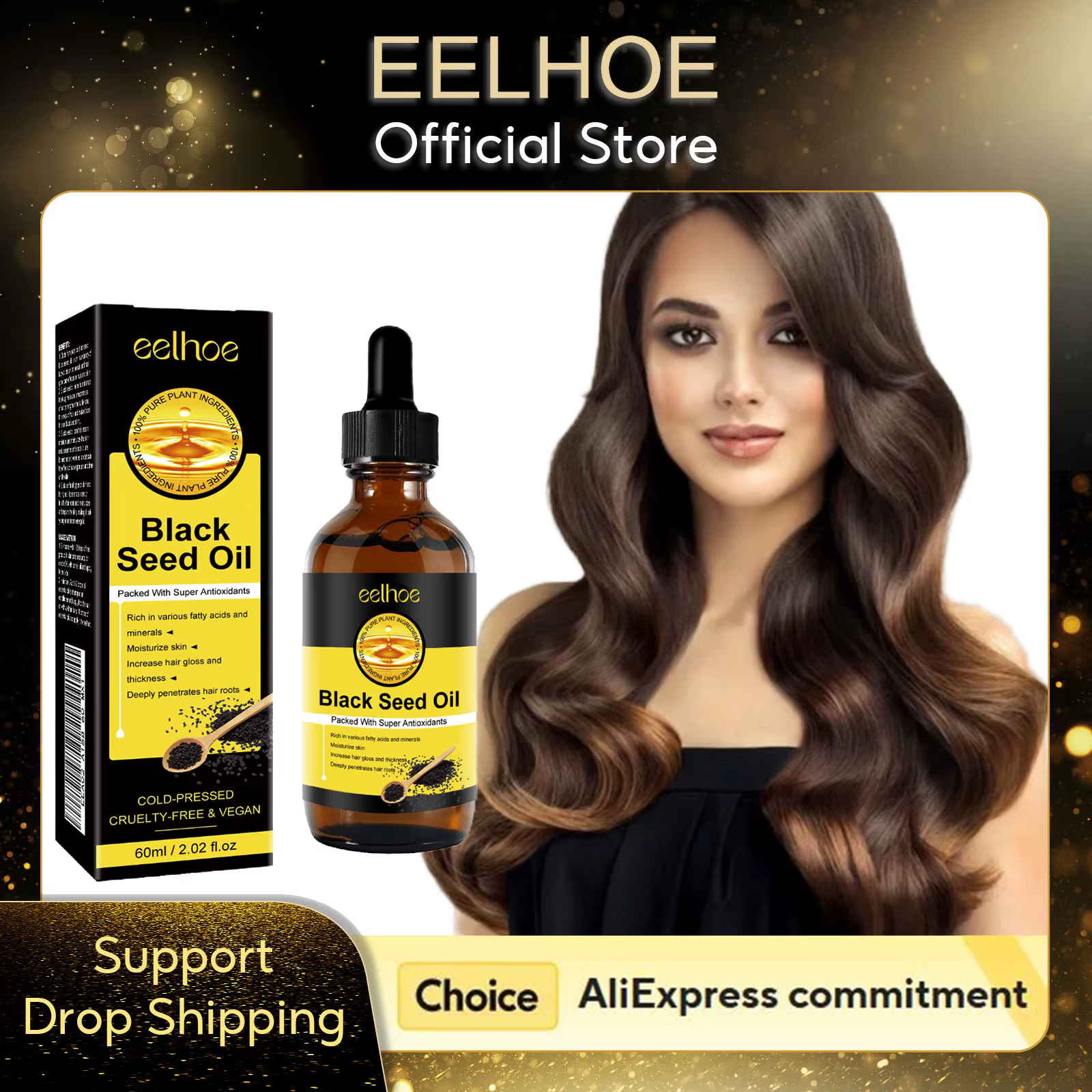  EELHOE huile de graines noires soin du cuir chevelu biologique naturel traitement de la calvitie pour produits de