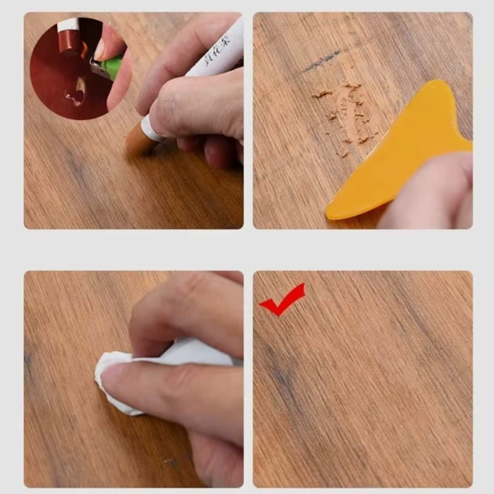 Stylo de réparation imperméable pour meubles, crayon de retouche DIY pour rayures et dommages sur meubles en bois et sols
