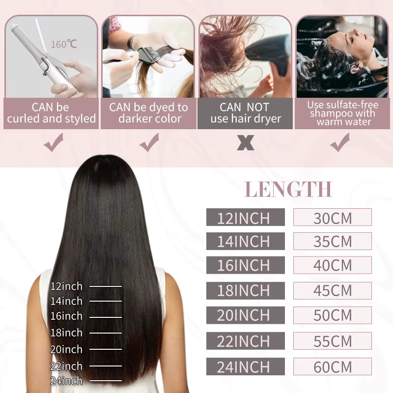 Ugeat Extensions de cheveux à pointe plate