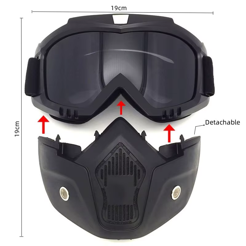 Zlangsports Masque de lunettes Anti-UV détachable masque de Ski moto HD lunettes de Motocross masques d'équitation rétro