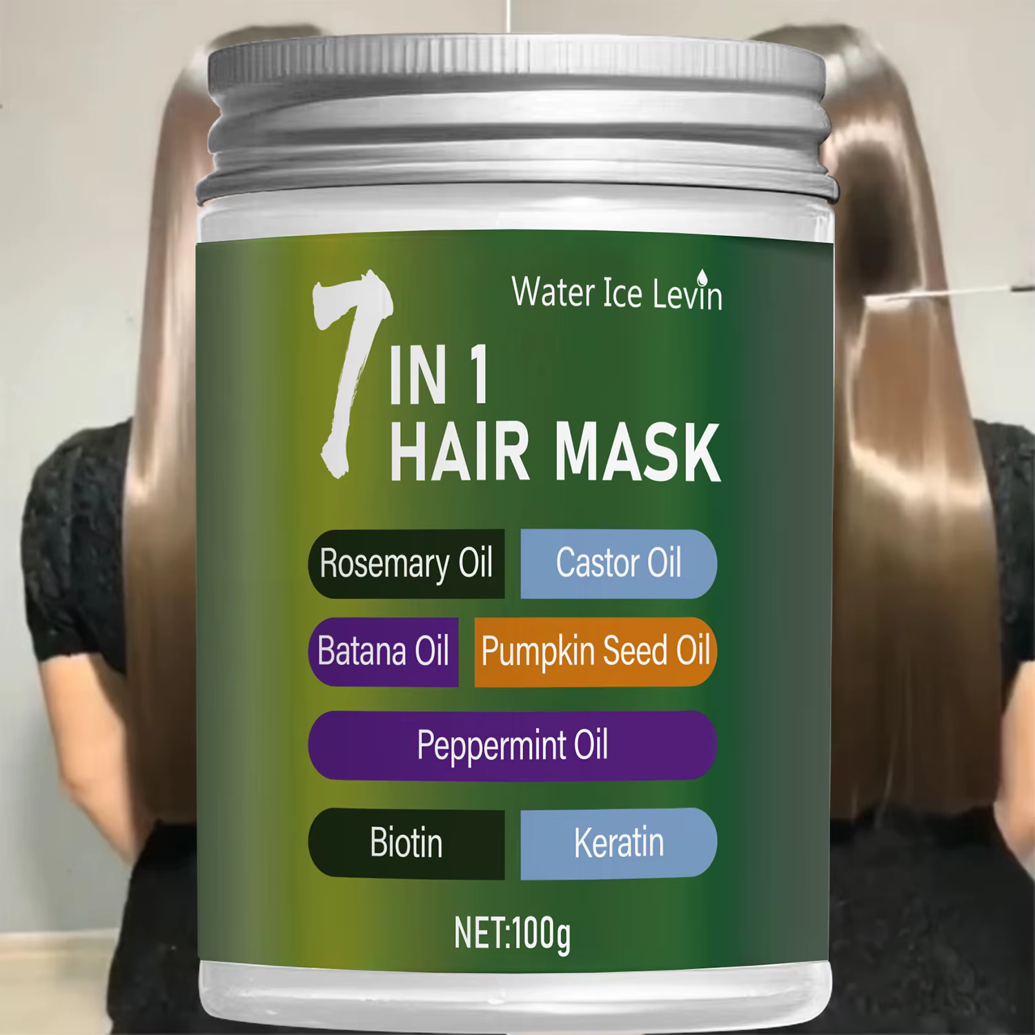 Masque Capillaire 7-en-1 à la Biotine & Kératine - Complexe d'Huiles Végétales Hydratant Brillance - Soin Cuir Chevelu