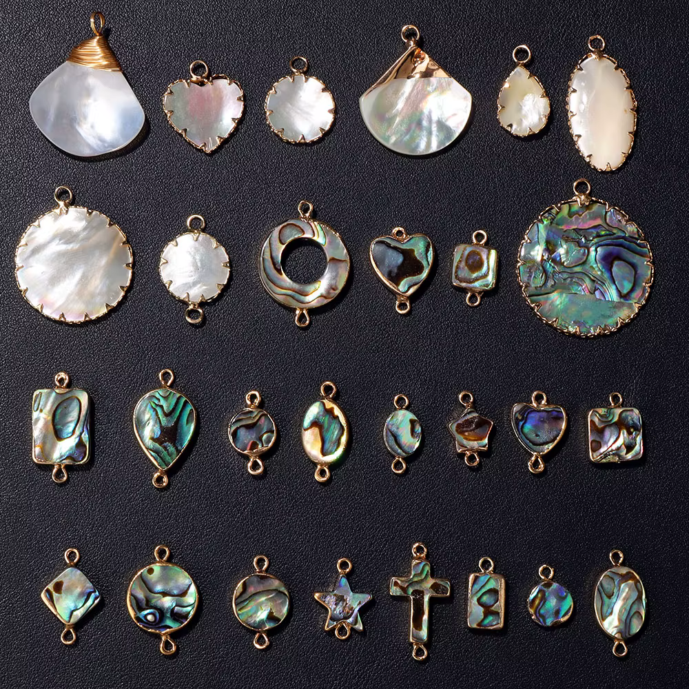 Pendentif de coquillages en nacre naturelle, goutte d'eau en forme ronde, connecteur de coquille d'ormeau pour la fabrication de bijoux, collier et Bracelet