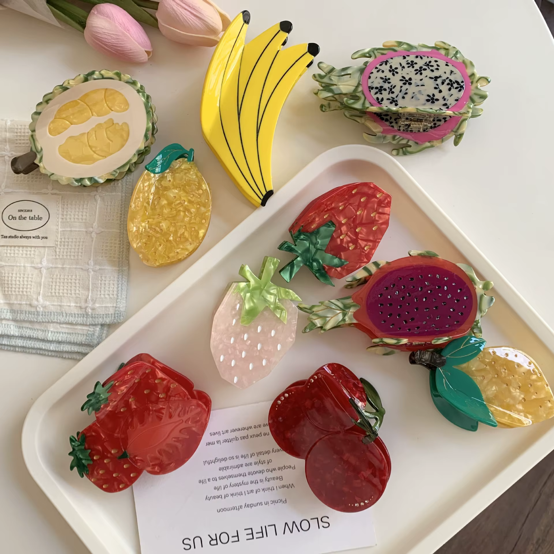 Nouvelle pince à cheveux en acétate motif fruits d'été mignons (fraise