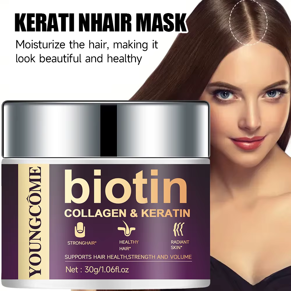 Masque capillaire hydratant à la biotine contenant du collagène et de la kératine naturelle