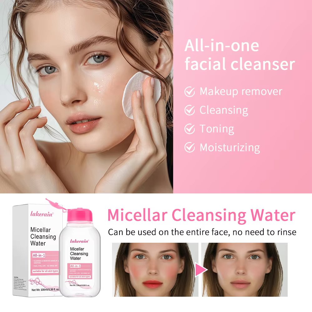 Eau Micellaire Douce Nettoyante Tous Types de Peau Sans Rinçage Démaquillant Visage Yeux Lèvres Hydratant Apaisant Tonique Cutané