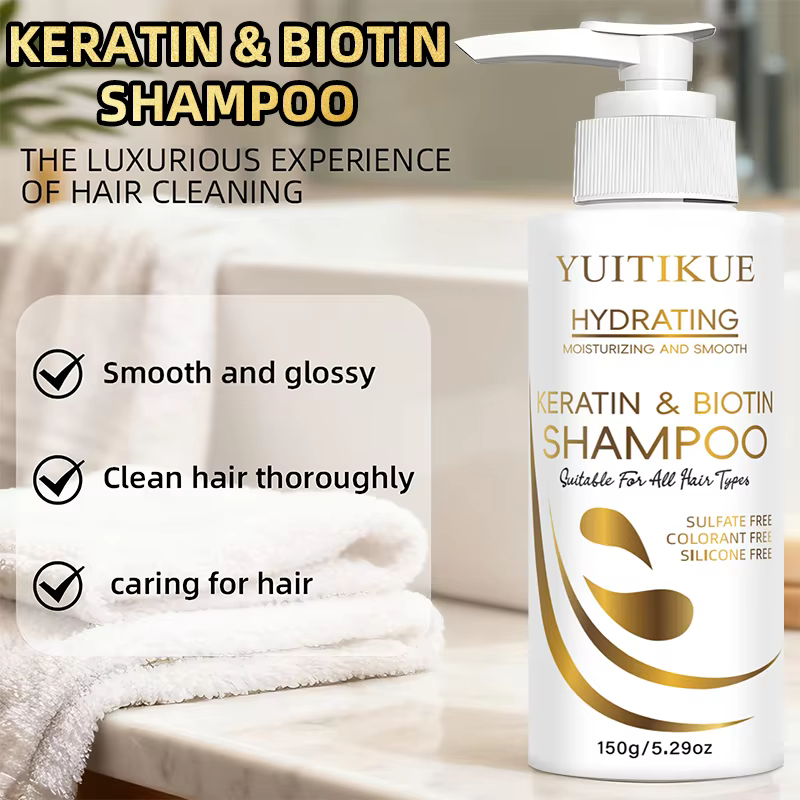 Shampoo à la kératine et à la biotine YUITIKUE - Mousse délicate