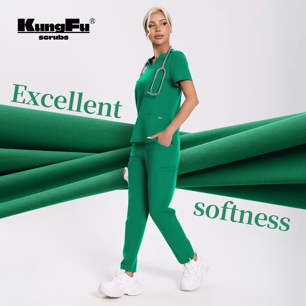 Ensemble de blouses d'infirmière pour femmes, uniforme médical, haut et pantalon, résistant aux liquides, vêtements de travail pour hôpital vétérinaire, salon de beauté, KUNGFU SCRUBS