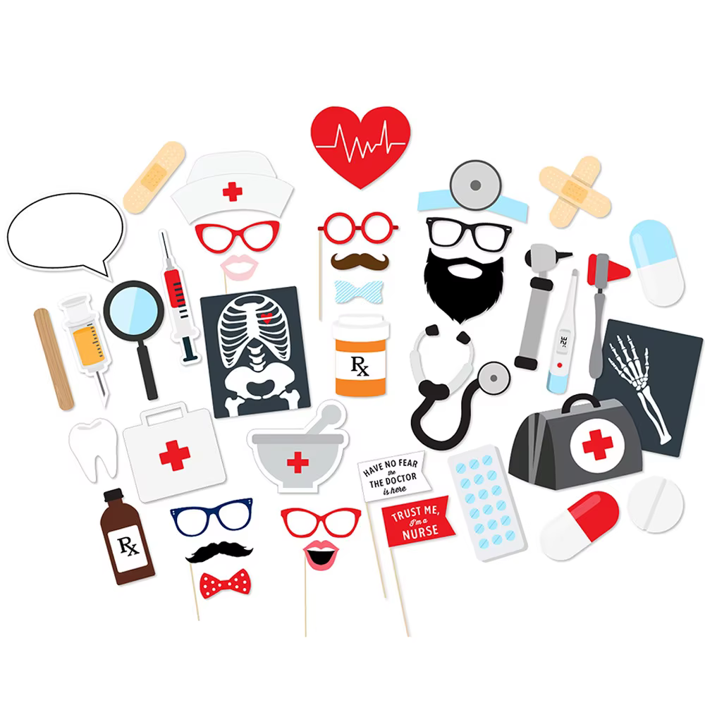 40 pièces infirmière Selfie Photo stand accessoires soins infirmiers médicaux Graduation Photobooth accessoires Kit dentiste médecin fête décoration toile de fond