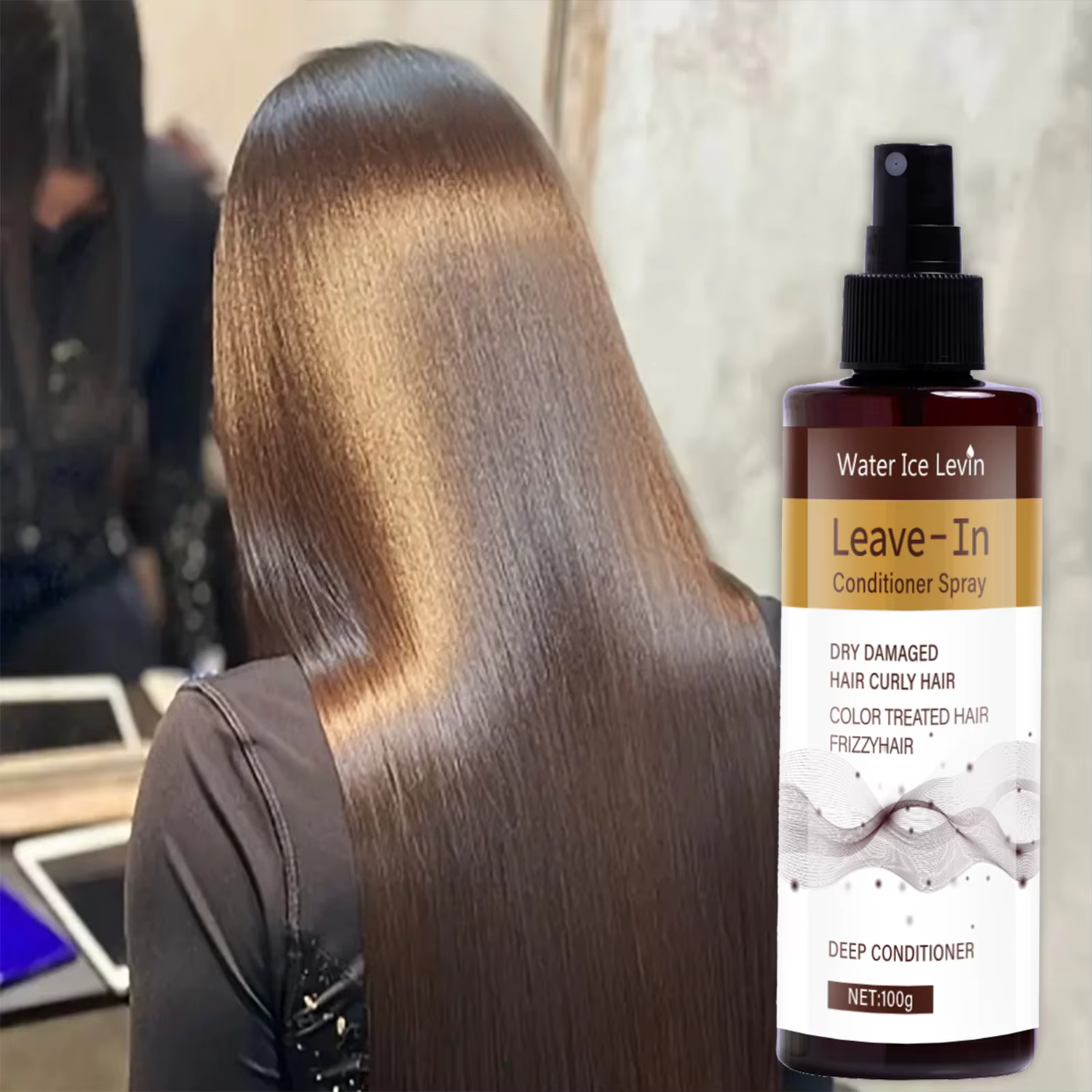 Spray Après-Shampoing Kératine & Huile d'Argan - Hydratation Intensive Cheveux Bouclés/Colorés - Anti-Frisottis & Brillance