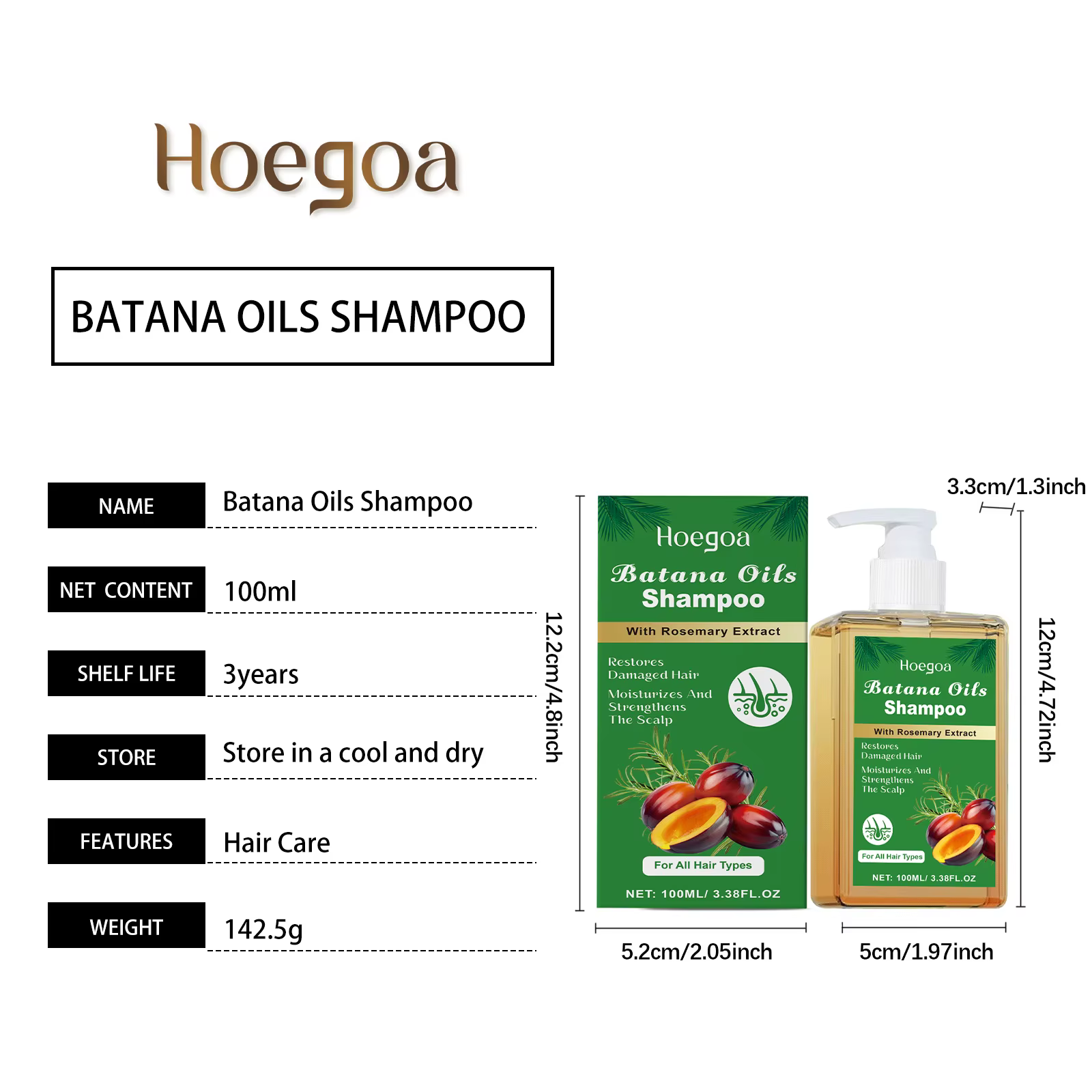 HOEGOA Batana huiles shampooing soin du cuir chevelu complet garder un lustre sain favorise la croissance des cheveux