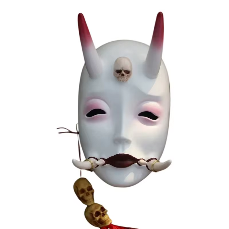 Masque d'horreur d'Halloween, masque de roi fantôme blanc de carnaval, en résine, ornements portables pour adultes, accessoires amusants pour cosplay et jeux de rôle