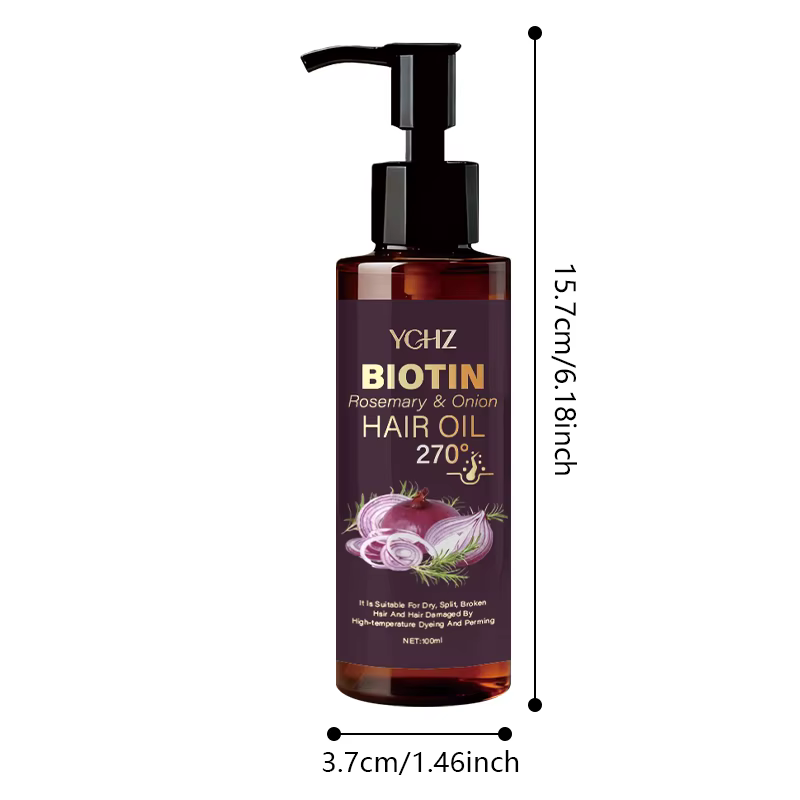 Huile capillaire à la biotine avec romarin et oignon - Hydrate les cheveux secs