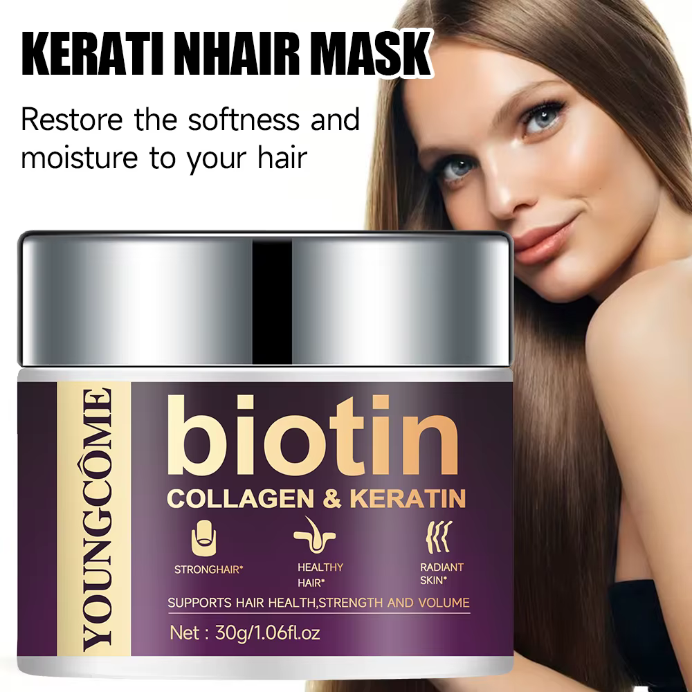 Masque capillaire hydratant à la biotine contenant du collagène et de la kératine naturelle