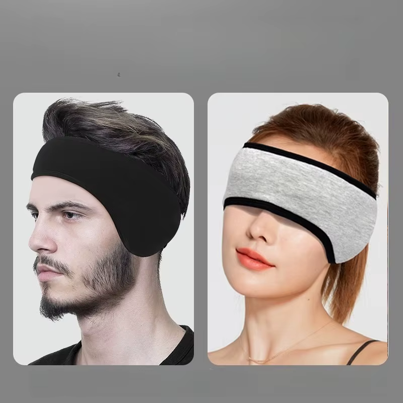 Masque de sommeil anti-bruit pour hommes et femmes, masque occultant en peluche pour la relaxation, masque de sommeil en coton