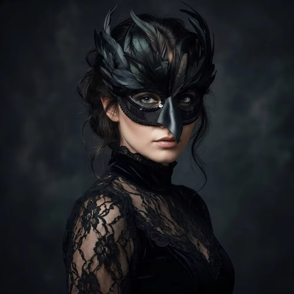 Masque d'oiseau à bec de corbeau noir en plumes, style gothique, en plastique, pour bal masqué, accessoire de maquillage décoratif
