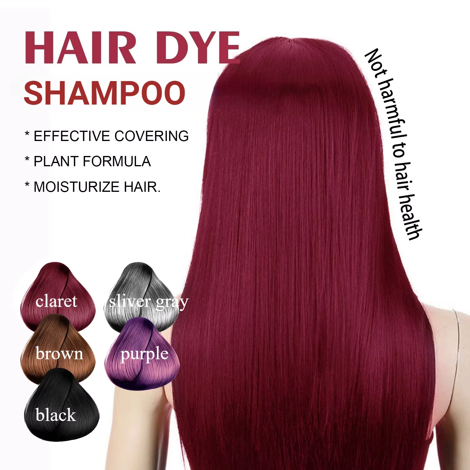 Shampoo colorant pour cheveux 3 en 1