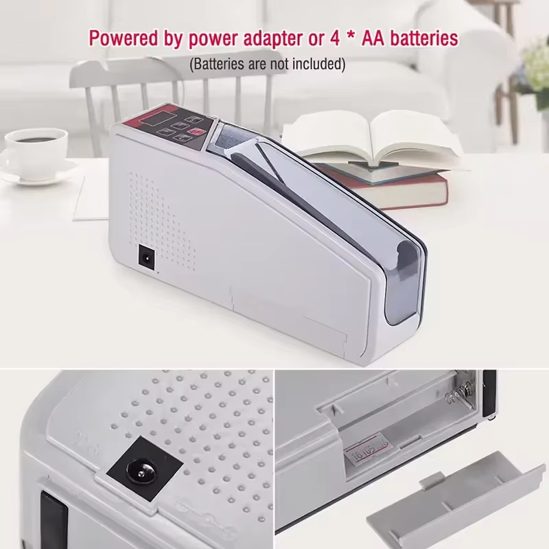 Compteur de billets de banque portatif, Machine de comptage d'argent avec affichage LED financier pour les magasins, les épicerie et les restaurants