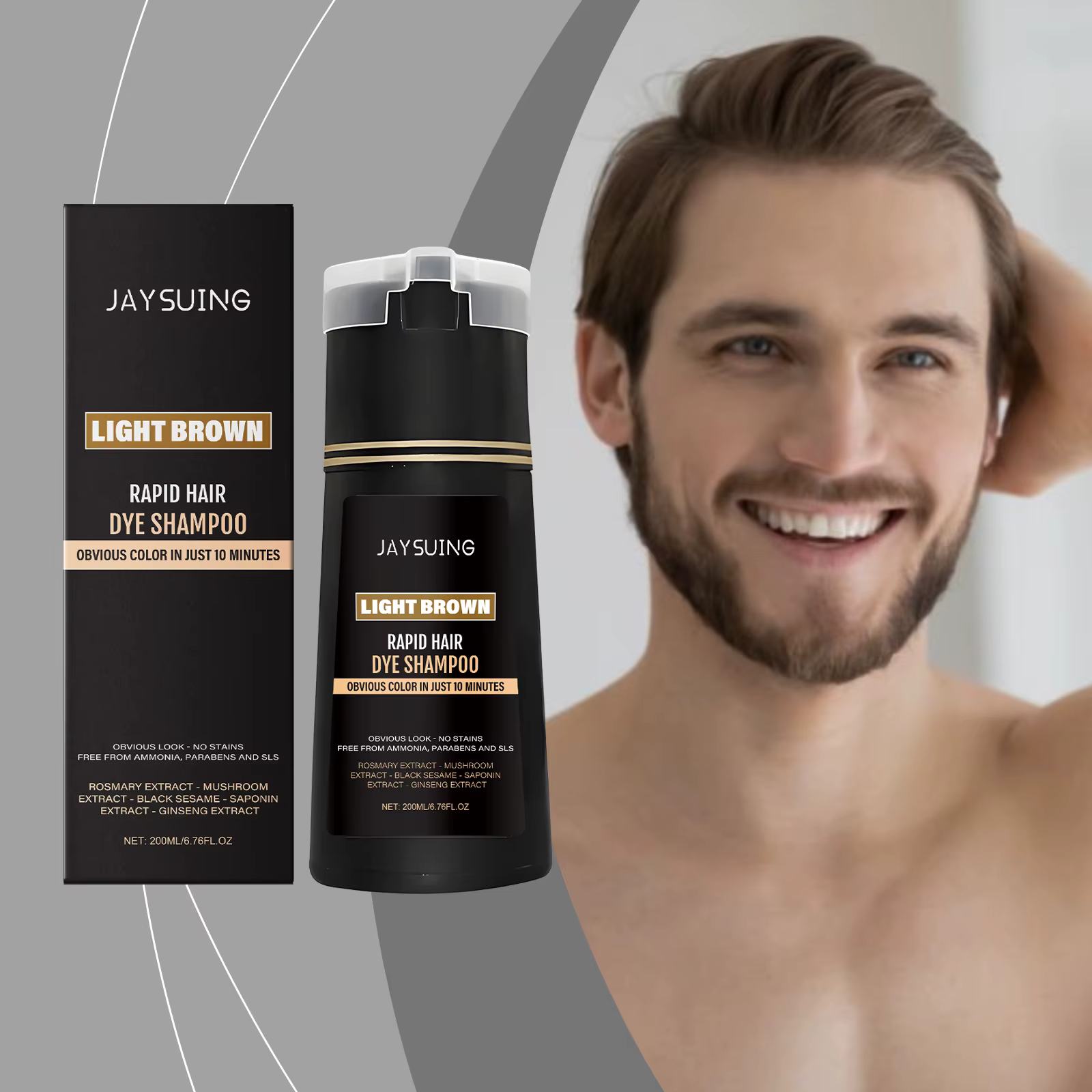 Shampoing de teinture capillaire 3 en 1 pour hommes