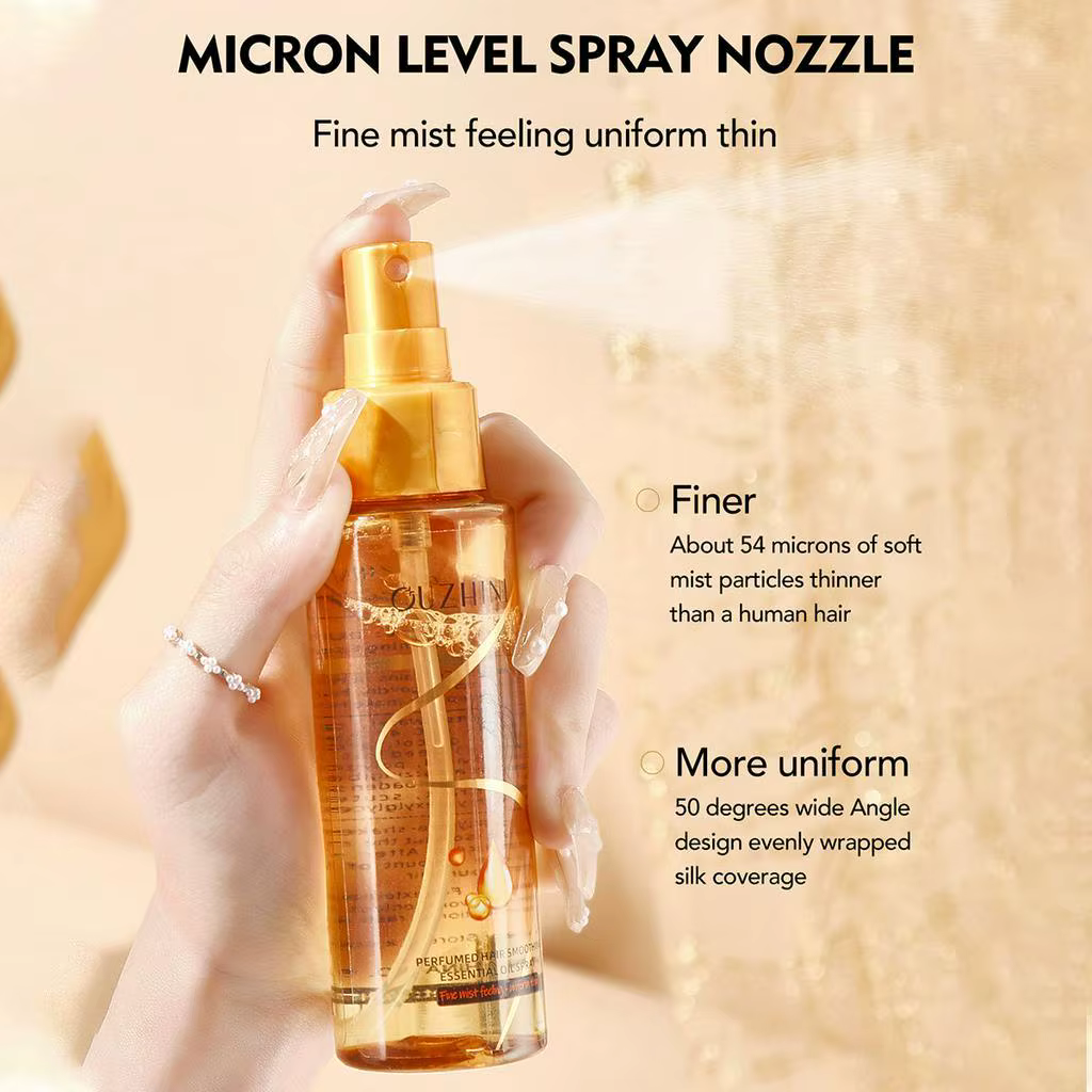 Le spray d'huile essentielle de soin capillaire nourrissant en profondeur peut augmenter la brillance et améliorer la réparation et les dommages causés par les cheveux