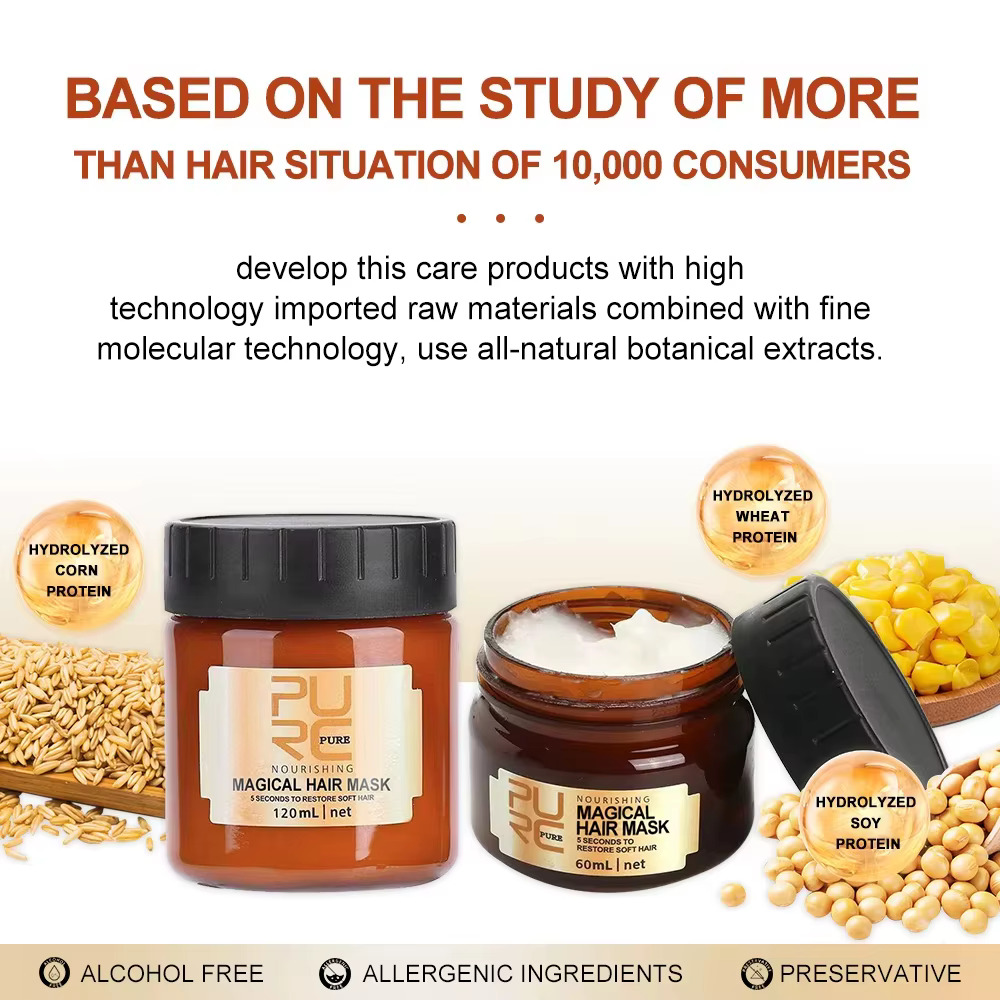 PURC 5 secondes masque capillaire magique huile d'argan nourrissant lissage réparation masques frisottis endommagés soins capillaires
