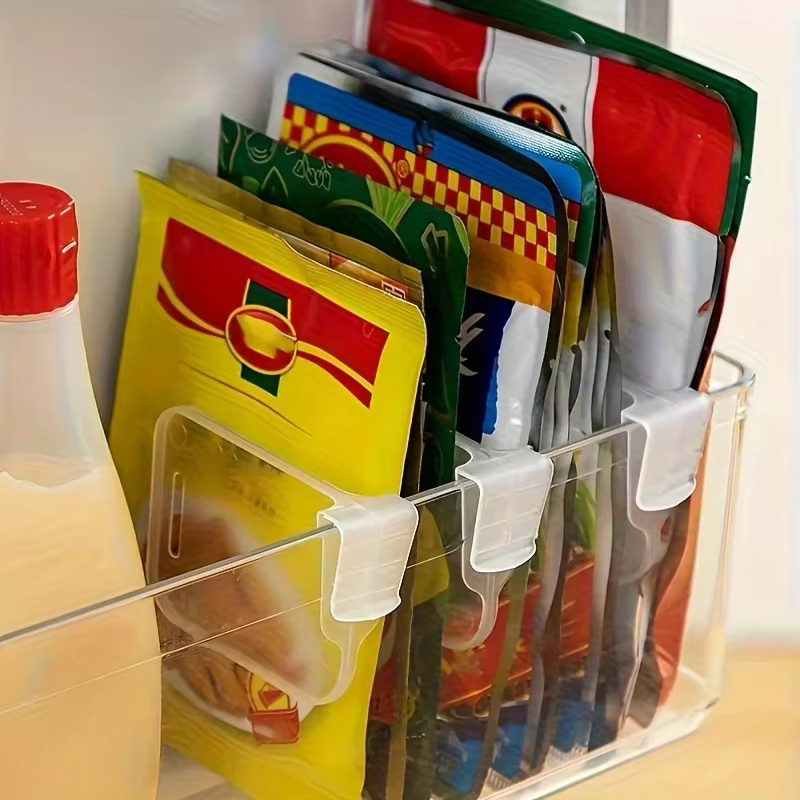 Organisateur de réfrigérateur transparent et robuste, 5 10 15 20 pièces, séparateurs réglables, rangement de réfrigérateur, armoires de cuisine, compartiments permettant de gagner de l'espace