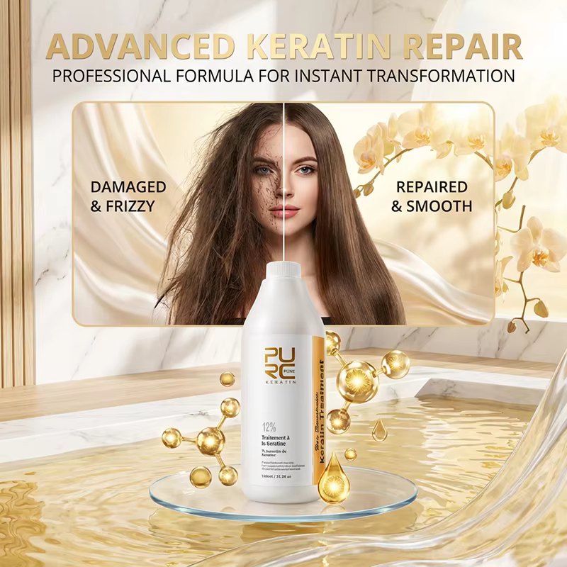PURC traitement capillaire à la kératine brésilienne lissage réparation cheveux endommagés