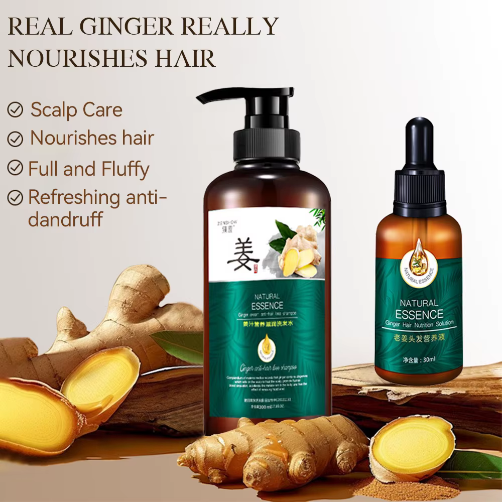 Shampoing à l'huile essentielle de gingembre pour la croissance des cheveux