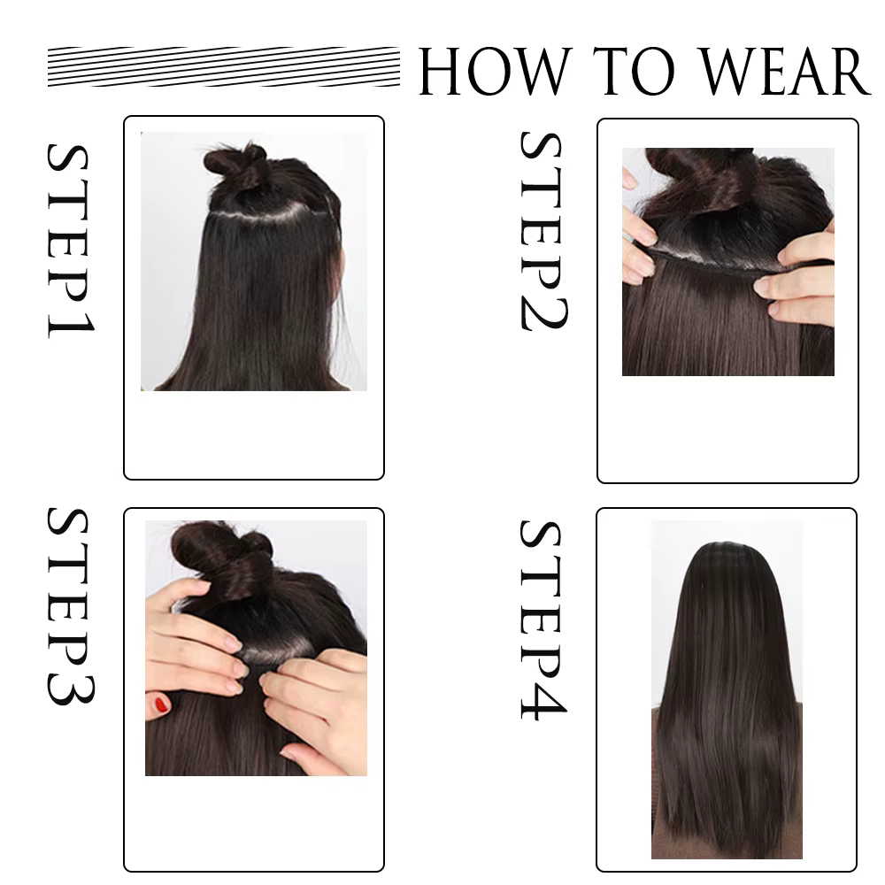 Coiffure longue et lisse, Extension capillaire naturelle à 5 clips, postiche en Fiber synthétique résistante à la chaleur, 22 "32", noir, marron, blond